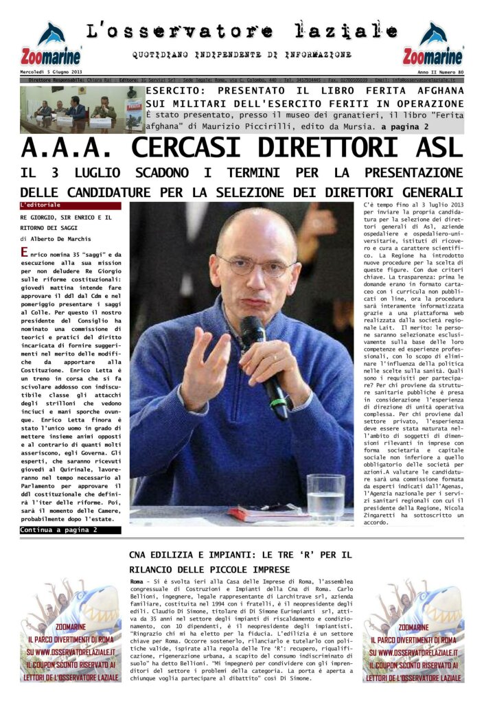 L'osservatore d'Italia edizione del 5 Giugno 2013